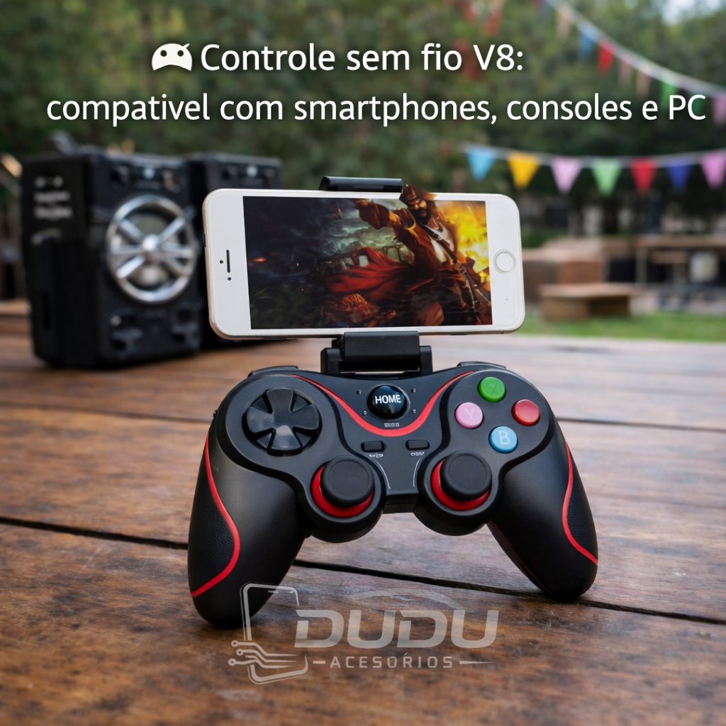 🎮 Controle Bluetooth V8 Wireless Gamepad – Multiplataforma